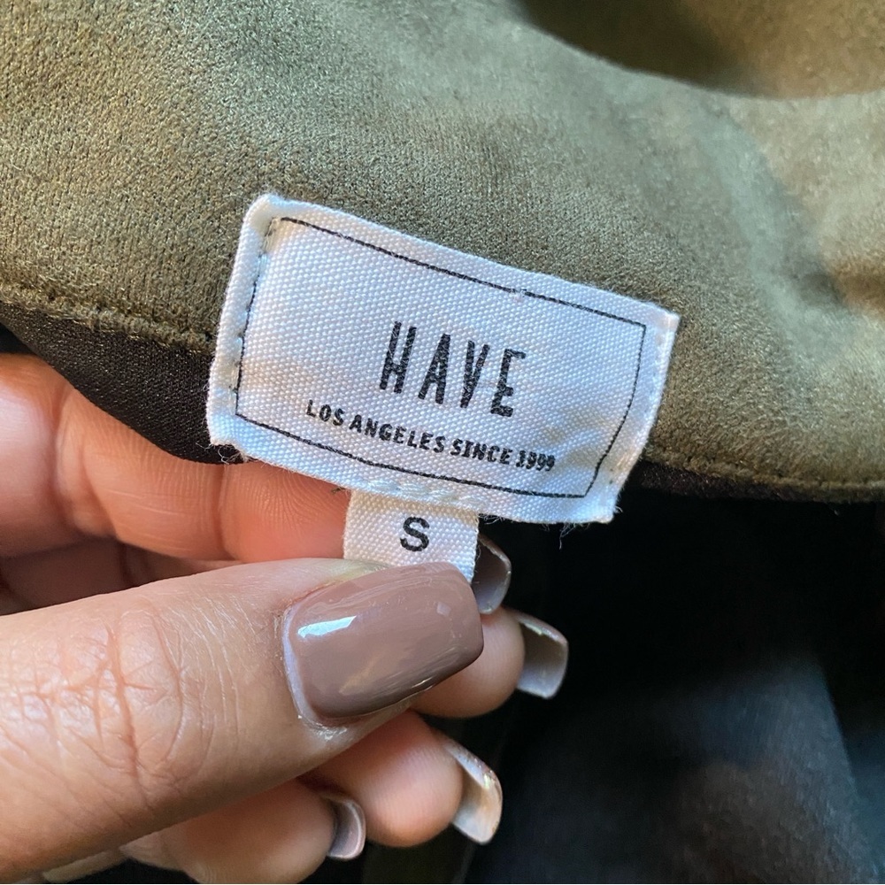 HAVE Los Angeles Long Open Cardigan Coat Small Olive green Trendy‎ Pockets - Picture 6 of 10